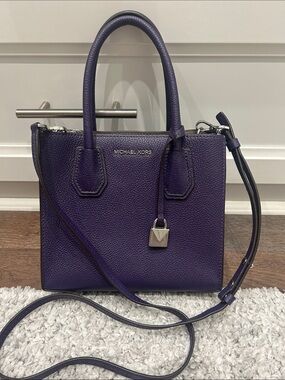 MICHAEL Michael Kors Mercer Studio messenger bag in a rich iris purple leather